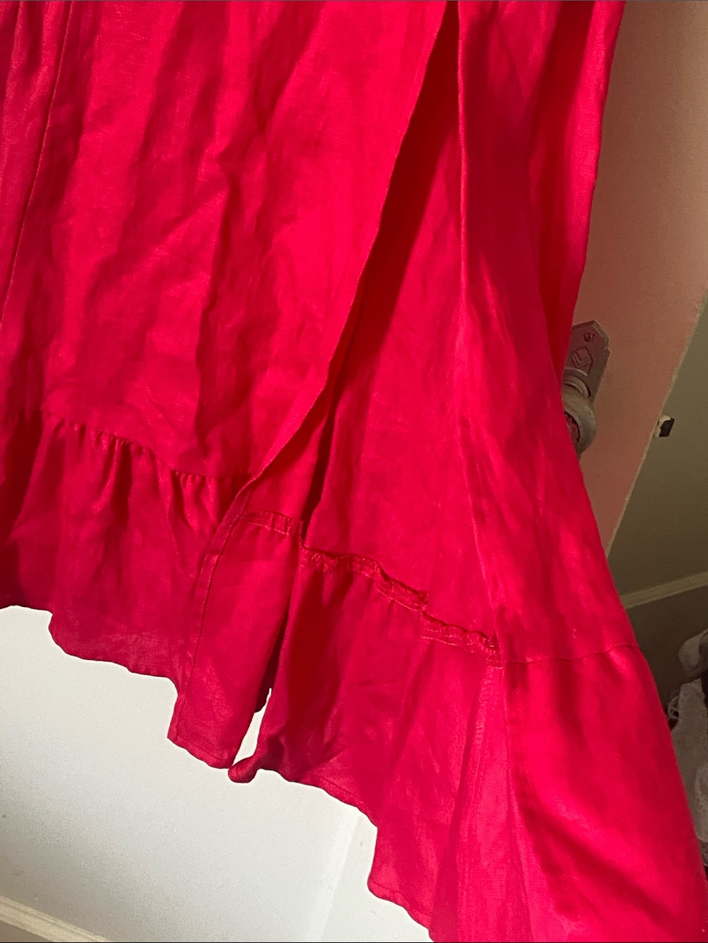 Reformation Women’s Pink Puff-Sleeve High-Slit Midi Dress Size 10. - Picture 13 of 14